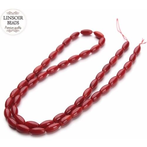 LINSOIR 1strand/lot Natural Stone Red African Coral Beads 4 x 8 mm Loose Sead Spacer Beads For Jewelry Making Findings DIY F2790