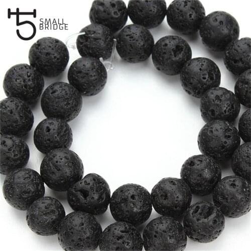 8mm Natural Black Volcanic Lava Beads For Jewelry Making DIY Men Bracelet Material Loose Round Rock Stone Beads P901