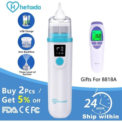 Hetaida Baby Nasal Aspirator Safe Comfortable Electric Hygienic Silicon Nose Cleaner aspirator for children Baby Kids Infants