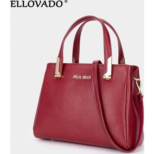 Ellovado Genuine Leather Crossbody Bags for Mom Luxury Handbags Women Bags Designer Casual Hand Shoulder Bag bolsos de mujer