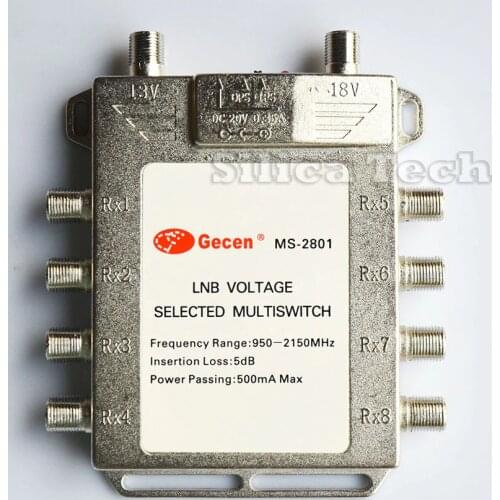 Gecen 2x8 13v/18v 2 in, 8 out Satellite LNB Multi-switch MS-2801