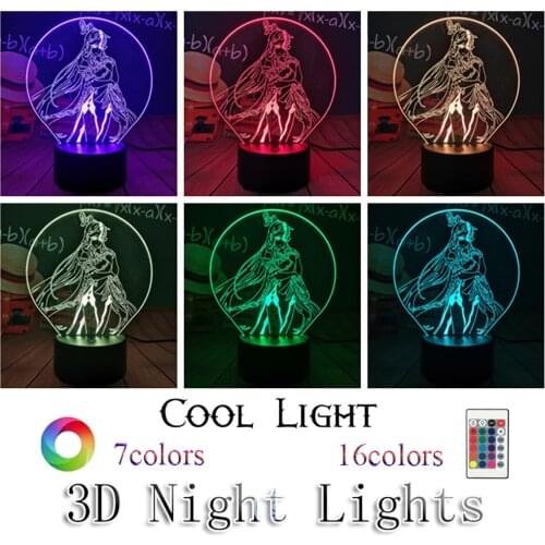Genshin Impact Night Light 3D Illusion Lamp Hot Game Light for Bedroom Decor LED Light Atmosphere Bedside Night Lamps Kids Gift