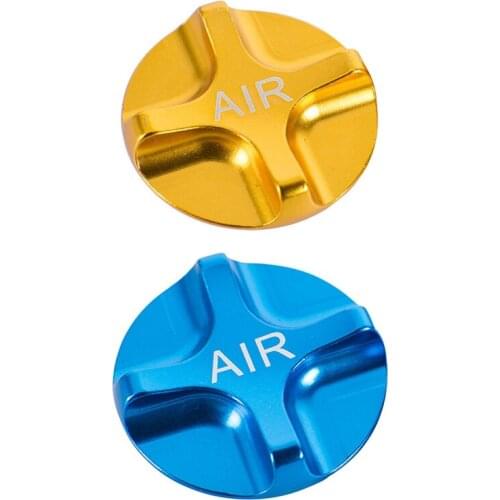 Hot AD-2Pcs Bike Air Gas Shcrader American Valve Caps Bike Suspension Bicycle Front Fork Parts for MTB Road Bike - Blue & Gold