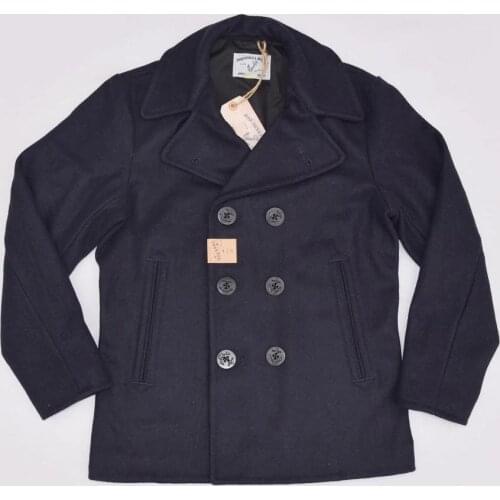 BOB DONG US Navy 740 Pea Coat 1940s USN Heavy Wool Reefer Jacket Slim Fit