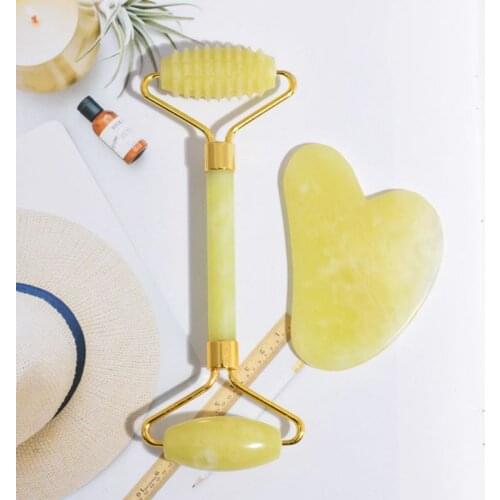 Face Massager Natural Jade Stone Roller Gua Sha Board Set Facial Treatment For Skin Lifting Remove Wrinkles Beauty Massage Tool