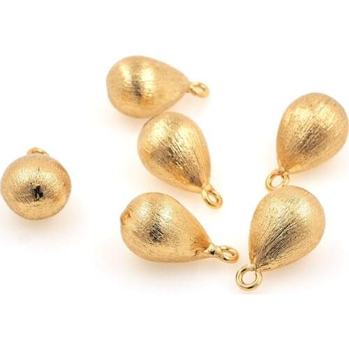 Copper Gold Water Drop Shape Pendants Charms for Jewelry Making Diy Bracelet Necklaces 18.7x11MM