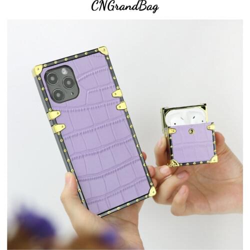 Fashion Crocodile Leather Set For Airpods 1 2 pro and case for Iphone 11 12 Pro Max Protective Leather Cover for Iphone/Airpods