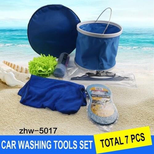 7 pcs Car Wash Set DIY Vehicle Cleaning Tool Combination Vehicle Kit Car Cleaning Kit Towel/Sponge/Water Scraping Plate/Bucket