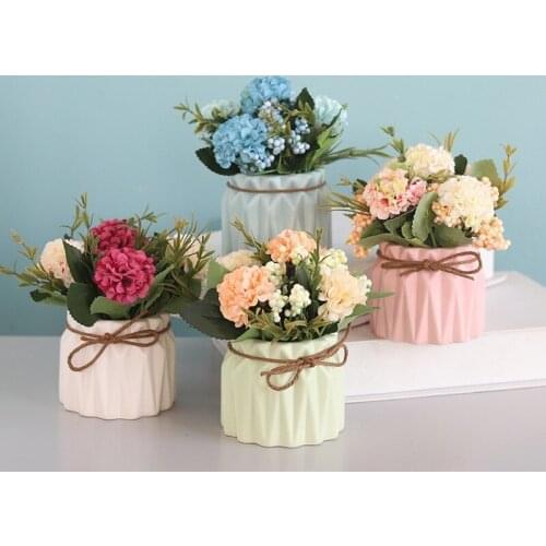 One Bouquet Artificial Silk Flowers High Quality Fake Flowers Hydrangea for Home Wedding Party Valentines Day Decor Fake Flowers