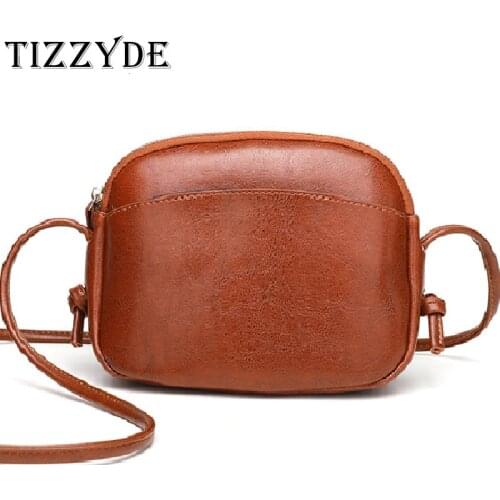 Retro Solid Color PU Oil Wax Skin Shell Bag Simple Wild Korean Mobile Phone Bag Mini Shoulder Crossbody Bags for Women LRY789