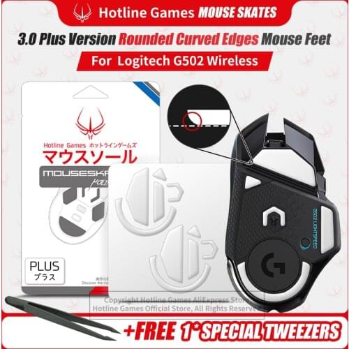 Hotline Games 3.0Plus Rounded Curved Edges Mouse Skates for Logitech G502 Wireless Gaming Mouse feet pad Replacement,0.8mm