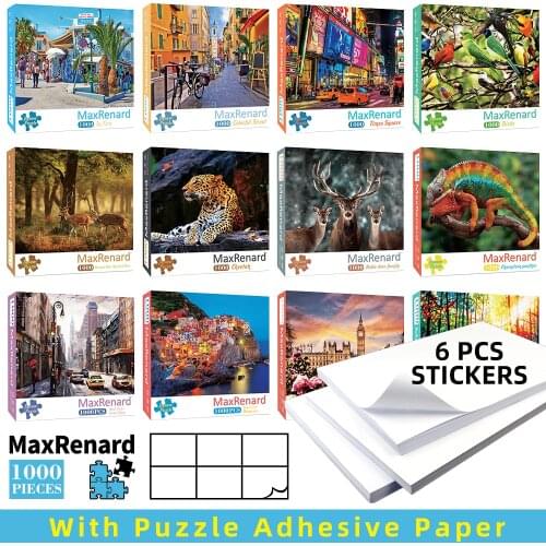MaxRenard 1000 Pieces Adults Puzzle Jigsaw Puzzle With Adhesive Paper 50*70cm Assembling Paper Art Puzzles Toys for Gifts