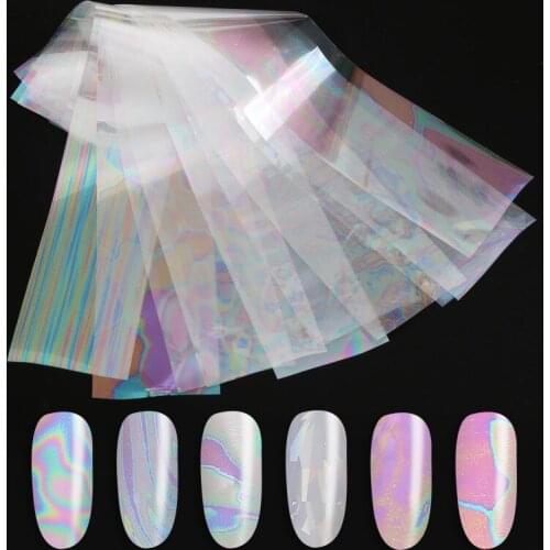 10Sheets/Bag 4x20cm Starry Sky Nail Foil Transfer Sticker Holographic Flower Print Adhesive Transfer Foils Decals Manicure Tips