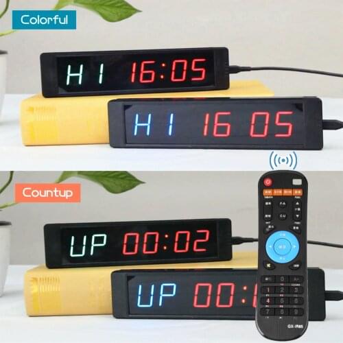 Portable 6-digit Led Electronic Clock Stopwatch Interval Timer Precision Wall Clock School Gym Training Countdown Timer