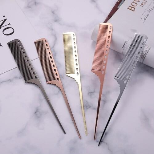 Aluminum Metal Hair Comb Professional Hairdressing Comb Hair Brus Anti-static Barbers Cutting Combs Salon Hair Styling Tools