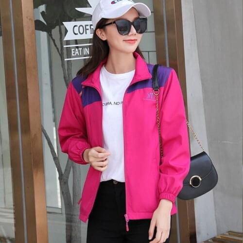 Spring Autumn Womens Jacket Fashion Korean Brand Wild Slim Plus Size Womens Casual Sports Baseball Uniform Windbreaker