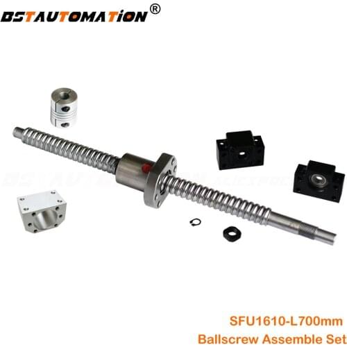 SFU1610 rolled ball screw C7 700mm with end machined + SFU1610 ballnut housing + BK12 BF12 support 6.35mm coupler RM1610