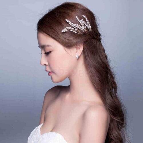 Chic Bridal Handmade Petal Faux Pearl Hair Pin for Wedding Prom Party Silver