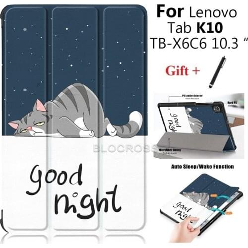 3-Folding Funda For Lenovo Tab K10 Case 10.3 inch TB-X6C6 Smart Protective Cover Hard PC Back for Lenovo Tab K10 2021 X6C6 Caqa