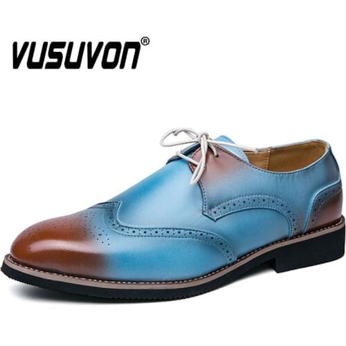 2021 Fashion Office Flats for Men Derby Shoes Casual Brogues Breathable Genuine Leather Loafers Driving Moccasins Comfortable
