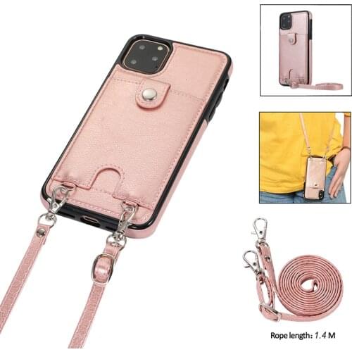 Vintage PU Leather Back Case For iPhone 11 Pro Max XR X Xs Max Wallet Card Phone Case for iPhone 6 6S 7 8 Plus Case With Strap