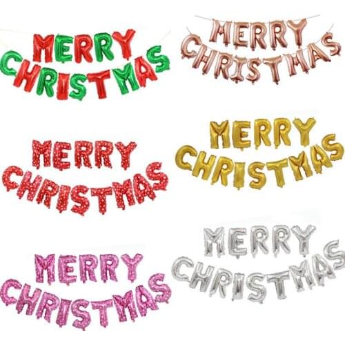 16inch Merry Christmas Aluminum Foil Letter Balloon Christmas Party Decor New Year Inflatable Helium Balloon inflate Globos