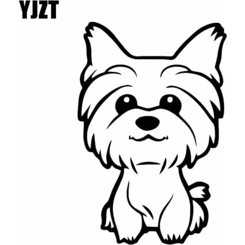 YJZT 10.8X16CM Yorkie Yorkshire Terrier Doggy Decal Cute Fun Dog Car Window Vinyl Car Sticker Black/Silver C24-1633