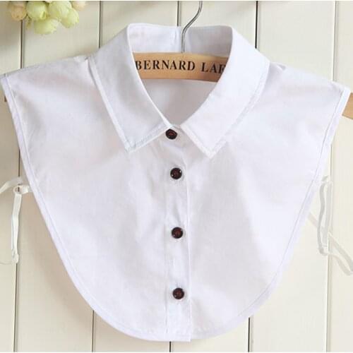 Female Womens White Shirt Senior Crystal Rhinestone Female fake collar shirt female cotton professional small collar lady