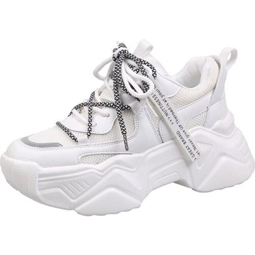 2021 Womens Chunky Sneakers Woman Thick Bottom Platform Vulcanize Shoes Fashion Breathable Casual Running Shoe for Woman