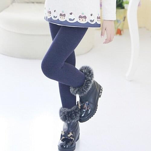 Winter Fur Baby Girls Leggings Children Pants Kids Thick Warm Elastic Waist Colorful Cotton Plus Velvet Leggings For Girl