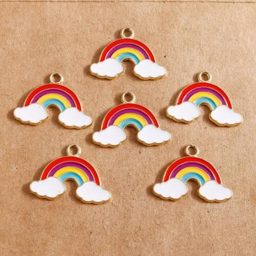 10pcs/lot Enamel Rainbow Clouds Charms Keychain Accessories DIY Bracelets Necklaces Pendants for Jewelry Making 15*21mm