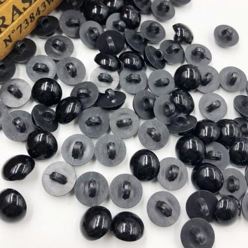 100pcs 15mm Acrylic Mushroom Black Shank Buttons Plastic Decorative Button Negro DIY Sewing Eye For Dolls Toy Eyes PH257