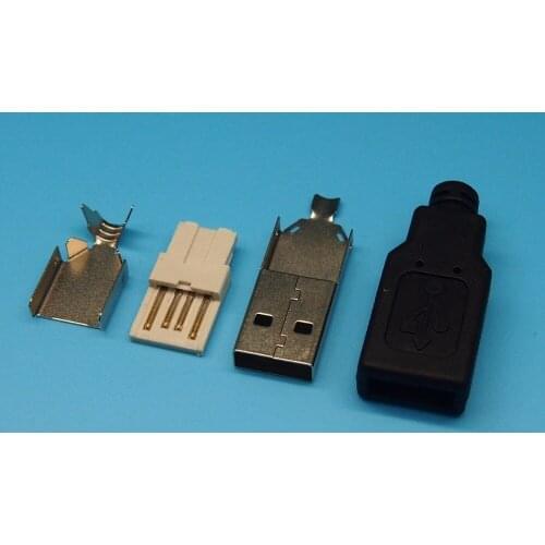 30sets 4 in 1 2.0 USB connector USB 2.0 Jack A / M wire welding male plug with plastic shell