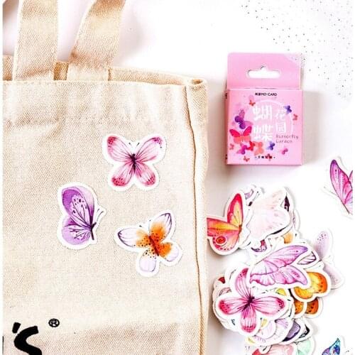46pcs Butterfly Garden Boxed Sticker Decoration Diary Handbook DIY Handmade Student Stationery Reward Student Scrapbook