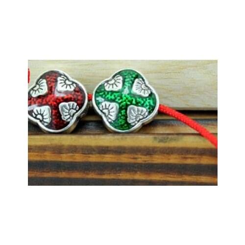 5pcs/lot Tibetan silver Dripping oil spacer Cloisonne lotus beads Loose Bead Spacer Beads for DIY Jewelry Making bracelet df3