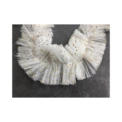 5Yards White Ruffles Lace Trim Tulle Mesh Lace Fabric Trim For Sewing, Doll, Bubble Skirt, Dress,craft