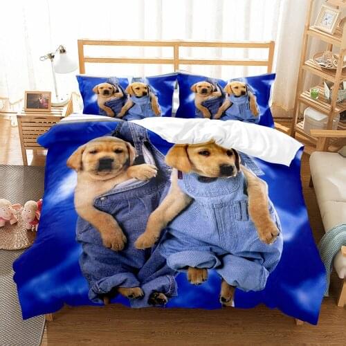 Kids Cartoon Bedding Duvet Cover Set 3D Print Lovely Pet Dog Home Textile Comforter Bedding Sets Bed Linens Softness Comfort Hot