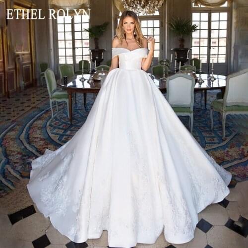 ETHEL ROLYN Ball Gown Wedding Dress 2021 Elegant Satin Sweetheart Lace Bridal Appliques Princess Bride Dresses Vestido De Noiva