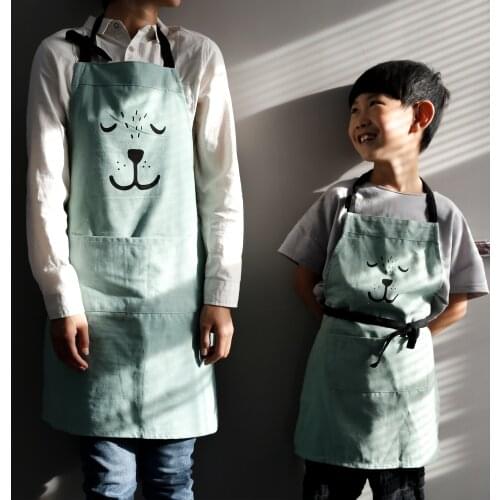 Apron Kitchen Overalls Korean Fashion Cotton Cloth Parent-child Cartoon Pattern Children