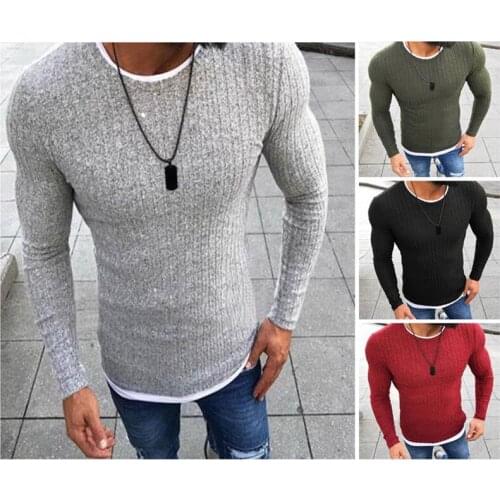 HIRIGIN Mens Fashion Knitted Sweater Long Sleeve Stitching Autumn Casual Pullovers