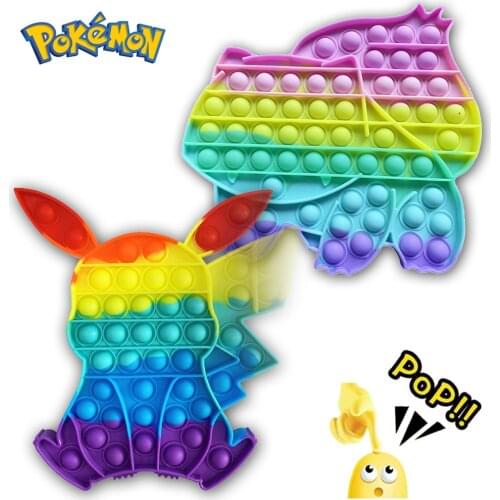 Pokemon Pikachu Bulbasaur Fidget Toys Anime Figures Anti Stress Push Bubble Figet Reliever Simple Dimple Kawaii Kids Girls Gifts