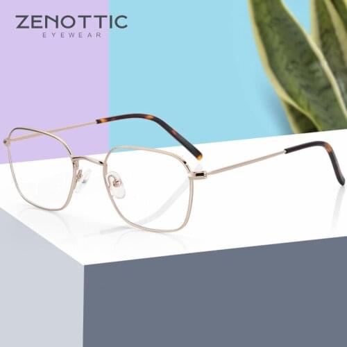 ZENOTTIC Classic Metal Glasses Frames Men Square Optical Spectacles Eyewear Women Business Style Myopia Prescription Eyeglasses