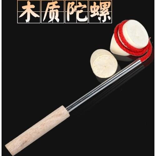 Classic wooden gyro nostalgic toys traditional children with rope whip whirl top wooden toys birthday gifts