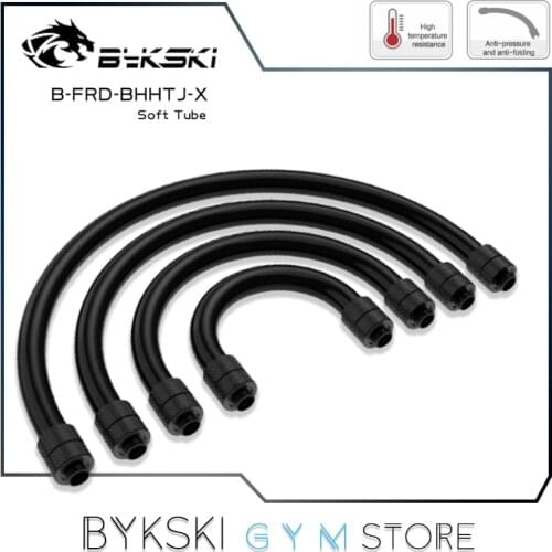 Bykski AIO Hose Fitting Kit, Black Quick-Connected Soft Tube Pipe + 360 Degree Rotatable Connector G1/4, 200-500mm,B-FRD-BHHTJ-X