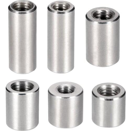 Uxcell 10Pcs Round Connector Nuts M5 M6 M10 M12 M14 M16 Sleeve Rod bar Stud Nut 12mm-30mm Long Stainless steel 304