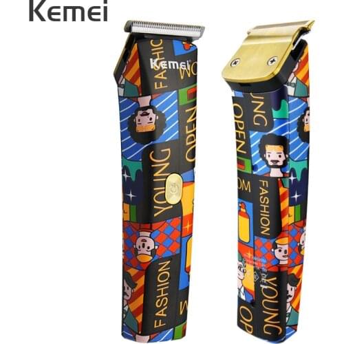 Kemei T-Outliner Cordless Fashion Graffiti Trimmer Men Zero Gapped Professional Hair Clipper Scrawl Finish Hair Cutting Machine