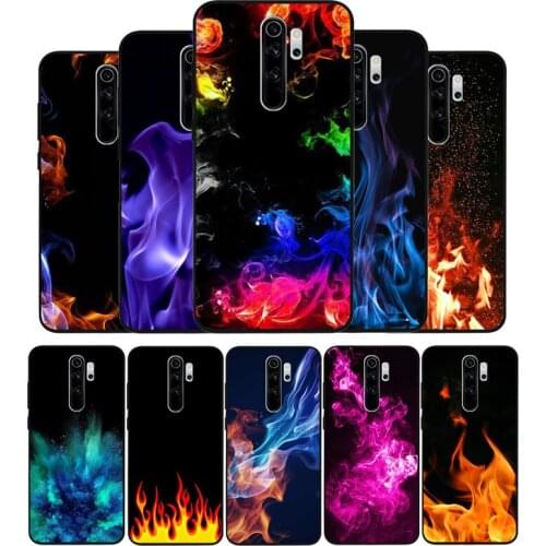 Fashion Flame Pattern black Silicone Phone Case For Redmi note 9 8 7 Pro S 8T 7A Cover