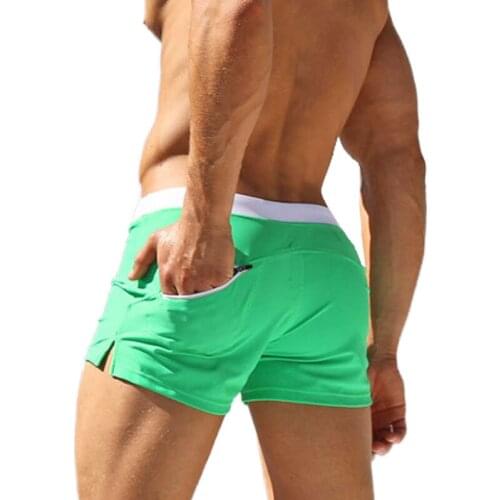 Mens Swimwear Swim Boxers with Pocket Mens Swim Trunks Swimming Boxer Brief Swimsuit Underwear Beach Board Surf Shorts