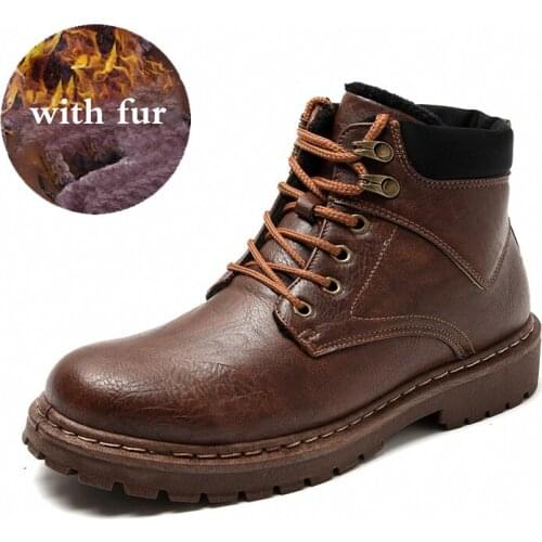 Autumn/Winter Working Boots for Men Black High Top Men Casual Shoes Brand Fashion Motorcycle Boots Genuine Leather Men Boots