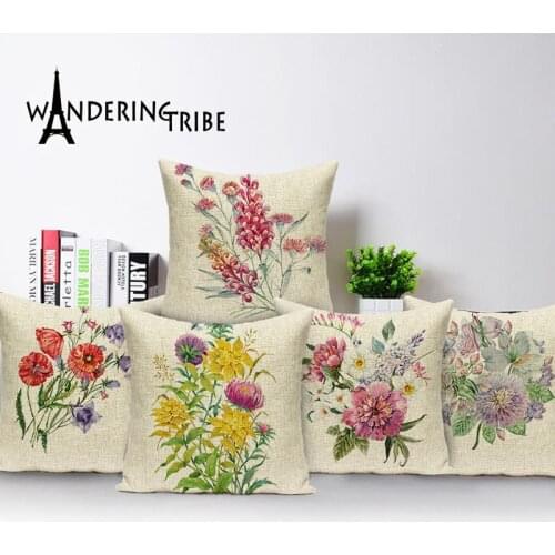 Nordic Decor Home Throw Pillow Covers Plant Flowers Plant Flowers Linen Pillow 45 * 45 Custom Quality Decorative Sofa Cushion